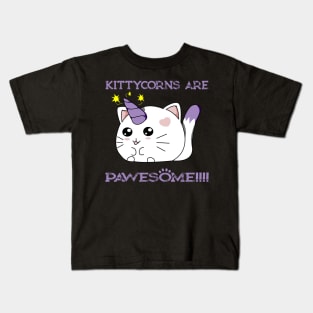 Kittycorns are Pawesome Cute Kitten Unicorn Kawaii Design Kids T-Shirt